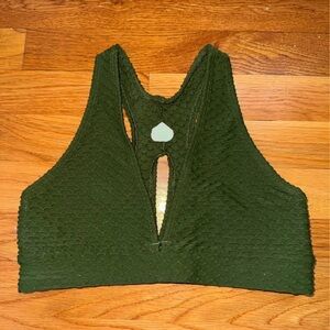 OS - Booty by Brabants Olive Green Textured Racerback Bralette